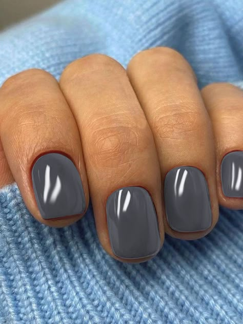 Solid Color Nails, Gray Nails, Shiny Nails, Nail Forms, Stick On Nails, Manicure Y Pedicure, Fall Nail Designs, Fancy Nails, Powder Nails