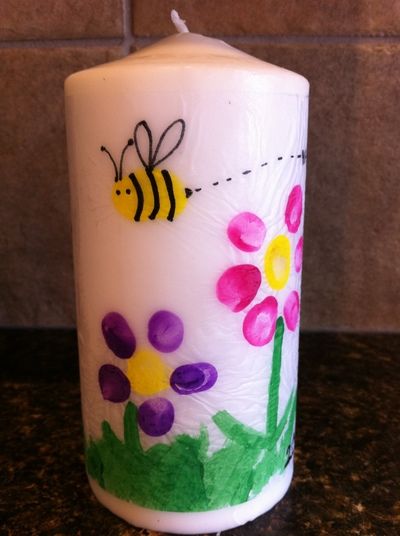 Fingerprint Flowers, Mother's Day Art, Kids Candles, Diy Mother's Day Crafts, Flowers And Bees, Mother's Day Projects, Mother Day Wishes, Diy Gifts For Kids, Mothers Day Crafts For Kids