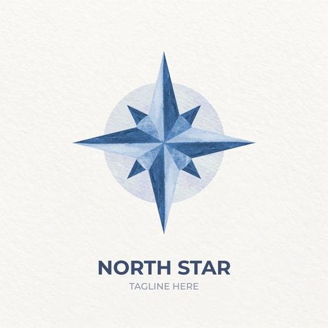 North Star Artwork, North Star Logo Design, North Star Illustration, North Star Logo, North Star Drawing, North Logo, Compass Graphic, Star Watercolor, Sail Logo