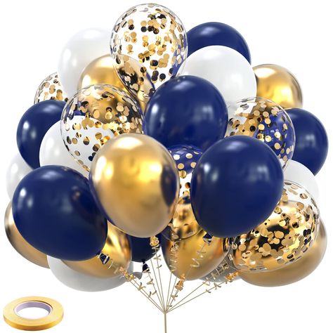 PRICES MAY VARY. Perfect Party Decorations - Beautiful balloons with navy blue color to make your party royal. The chrome blue gold color of latex balloons is perfect for a birthday party, wedding party, Christmas party, and other party decoration. Premium Quality - High-quality and Eco-Friendly Latex balloons made of 100% Eco-friendly llatex，non-toxic and odorless,100% be safe for kids. The latex balloons are also made of High-quality latex, not easy to break. Set Includes - Each sets contains Hiasan Perkahwinan, Leaf Confetti, Majlis Perkahwinan, Gold Party Decorations, Gold Confetti Balloons, Navy Blue And Gold, Mothers Day Decor, Metallic Balloons, Outdoor Party Decorations