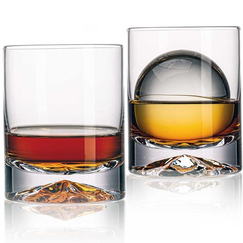 PRICES MAY VARY. Combining Classic and Innovative Design: Our glass offers a classic shape with an innovative twist. The raised pentagonal pattern on the glass's base serves a dual purpose. Not only does it enhance the reflection of the spirits' mesmerizing colors when exposed to light, but it also mimics the intricate contours found on mountain ranges. It's as if you're witnessing the essence of nature while savoring your favorite whisky. At the same time, the straight glass wall molding makes Whiskey Glasses Set, Champagne Gift, Whiskey Stones, Rocks Glasses, Whisky Glass, Old Fashioned Cocktail, Whiskey Glasses, Wall Molding, Bar Glassware