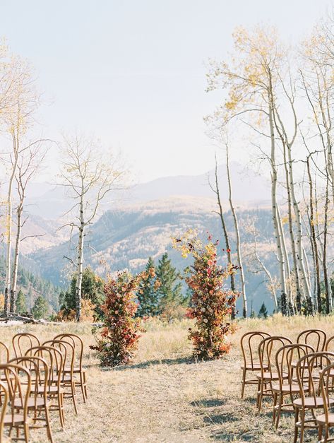 Ceremony in the Mountains With Rustic Wedding Arch Rustic Wedding Arch, Fall Mountain Wedding, Wedding Flower Trends, Wedding Arch Rustic, Wedding Planner App, Vermont Wedding, Wedding Activities, Fall Wedding Flowers, Fall Color Palette