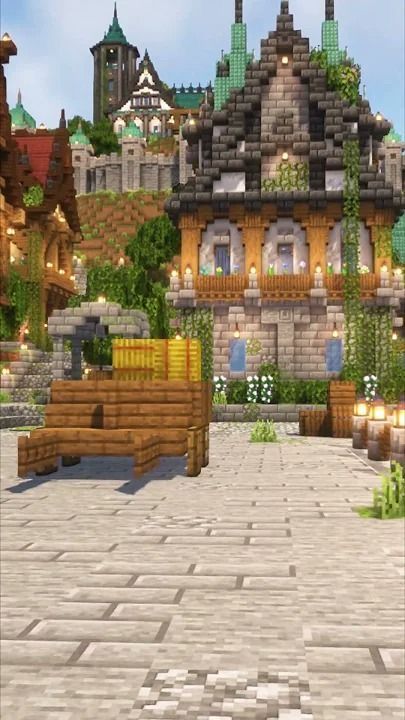 Minecraft Sidewalk, Medieval City Minecraft, Minecraft Medieval City, Minecraft Path, Minecraft Market, Minecraft Medieval Village, City Minecraft, Minecraft Town, Mc Builds