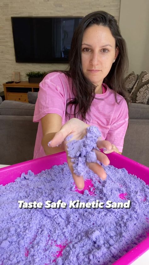 Myriam Sandler (@mothercould) posted on Instagram: “Looks and feels just like kinetic sand but way less expensive and homemade 😜. Coolest part is that it's taste safe! No actual sand in it 🥳.…” • Apr 15, 2022 at 5:34pm UTC Make Kinetic Sand, Diy Kinetic Sand, Edible Sand, Sands Recipe, Sensory Items, Brown Sugar Recipes, Kid Recipes, Preschool Stem, Elderly Activities