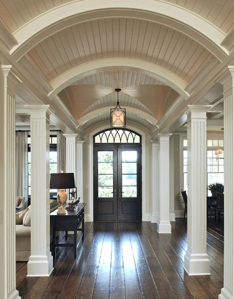 Barrel Ceiling, Houses Architecture, Villa Plan, Wooden Floors, Victorian Houses, Pool Design, Entry Way, Humble Abode, Boho Home