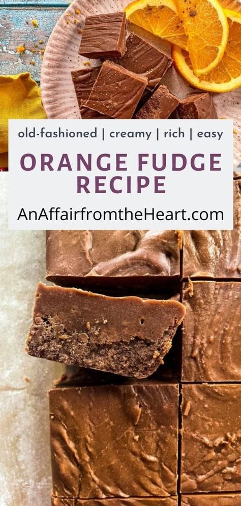 Orange Chocolate Fudge, Orange Fudge Easy, Chocolate Orange Fudge Recipes, Orange Chocolate Recipes, Chocolate Orange Recipes, Nougatine Recipe, Chocolate Orange Truffles Recipe, Orange Desserts Easy, Orange Fudge Recipes