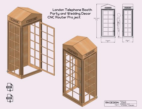 London Telephone Booth, Wood Sanding, Booth Diy, Wedding Phone, Cnc Router Projects, Bill Of Materials, Audio Guest Book, Booth Wedding, Preschool Activities Toddler