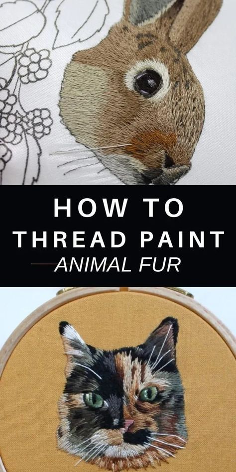 How To Thread, Dog Embroidery Designs, Portrait Embroidery, Embroidery Tips, Embroidery Lessons, Animal Embroidery Designs, Animal Fur, Needlepoint Stitches, Embroidery Stitches Tutorial