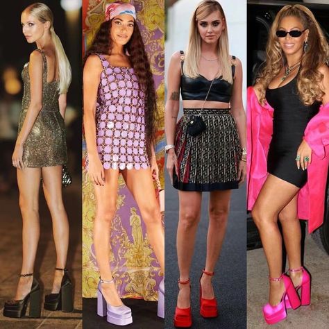 Versace woman platform sandals silk heels with ankle strap Versace Platforms Outfit, Platform Pink Heels Outfit, Dress With Platform Heels Outfit, Dress And Platform Sandals Outfit, Steve Madden Platform Heels Outfit, Versace Pumps Outfit, Satin Platform Heels Outfit, Platform Heels Outfit Casual, Bratz Heels Outfit