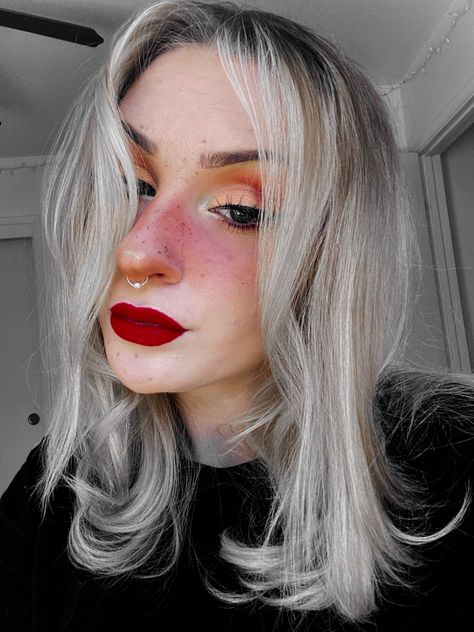 #makeup #redlips #blush #egirlaesthetic #makeupaesthetic Heavy Blush Makeup Looks, Blush Nose, Heavy Blush, Blush Makeup Looks, Soft Emo, E Girl Aesthetic, Emo Girl, Emo Girls, Blush Makeup