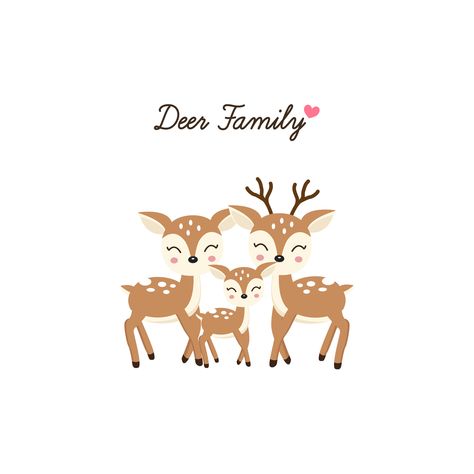 Deer Family Drawing, Mother Father And Baby, Dad Drawing, Baby Vector, Cartoon Deer, Deer Cartoon, Deer Drawing, Animal Family, Images Design