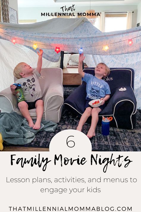 Toddler Movie Night Snacks, Movie Night With Kids At Home, Movie Night For Kids At Home, At Home Movie Night Kids, Toddler Movie Night Ideas, Toddler Movie Night, Family Movie Night Ideas Living Rooms, Movie Night Ideas Indoor, Kids Movie Night Ideas