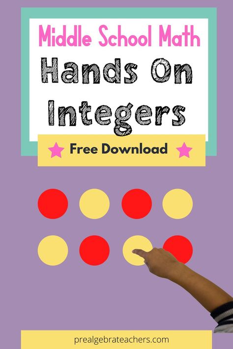 If you are looking for ways to make teaching Integers more hands on and interactive in your middle school Math, check out these 3 ideas and download this free Integers Reference Sheet. | PreAlgebra Teachers Integers Games Middle School, Prealgebra Middle School, Multiplying Integers Activity, Mental Math Activities, Adding Integers Worksheet, Integers Activities, Teaching Integers, Pre Algebra Activities, Maths Activities Middle School