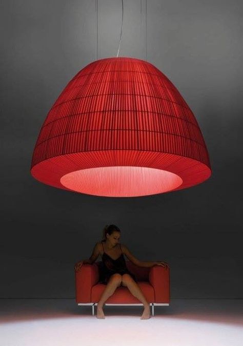 Red shade lightning Blitz Design, Bell Lamp, Italian Lighting, Suspension Design, Direct Lighting, Creative Lighting, Design Light, Suspension Light, Diy Lamp