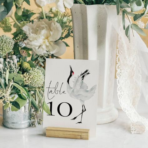 $1.35 | Minimalist Elegant Crane Bird Script Wedding #wedding, script, modern, minimalist, elegant, crane, bird, nature Crane Wedding Invitations, Crane Wedding, Wedding Invitations Examples, Bird Invitation, Wedding Table Cards, Wedding Birds, Invitation Frames, Wedding Table Names, Invitation Fonts