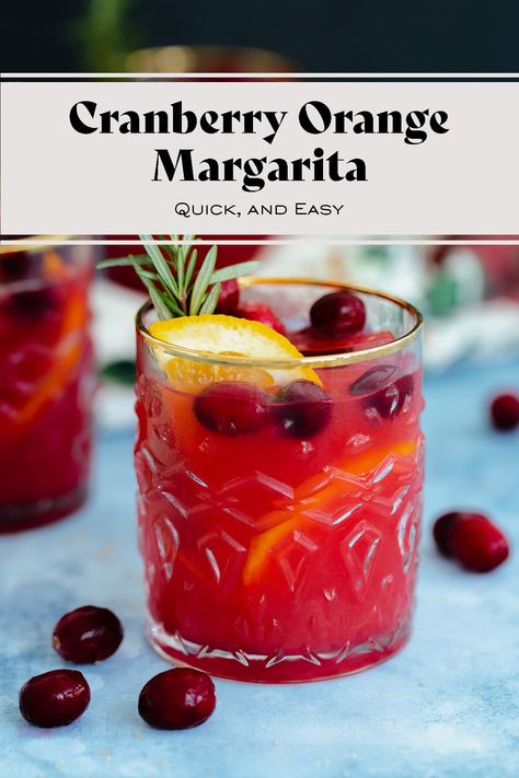 Cranberry Orange Margarita - delicious, easy to make holiday cocktail. Perfect for Thanksgiving and Christmas. A great recipe when you don't know what to do with leftover cranberry sauce. #christmascocktails #cocktails #cranberrysauce Cranberry And Orange Juice Cocktails, Cranberry Cocktails Thanksgiving, Cranberry Orange Cocktail, Cranberry Orange Vodka, Cranberry Orange Margarita, Orange Margarita Recipe, Cranberry Cocktail Recipe, Orange Juice Cocktails, Beautiful Drinks