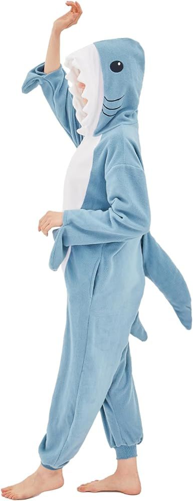 Amazon.com: NEWCOSPLAY Animal Onesie Costume Adult Pajamas Plush One Piece Cosplay Costume(Shark,Small) : Clothing, Shoes & Jewelry Shark Halloween Costume, Shark Onesie, Shark Halloween, Shark Pajamas, Shark Costume, Shark Costumes, Onesie Costumes, Animal Onesie, Cat Profile