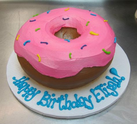 Giant Donut Cake! by Stephanie Dillon, LS1 Hy-Vee Donut Shaped Cake, Giant Donut Cake, Donut Birthday Cake, Kid Cakes, Giant Donut, Teacher Cakes, Shaped Cakes, Donut Day, Donut Cake