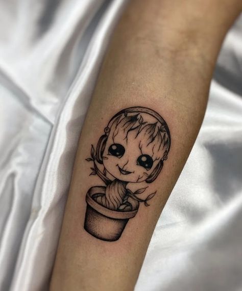 Baby Groot Tattoo, Groot Tattoo, Rocket Tattoo, Groot Marvel, Planet Tattoos, Epic Tattoo, Galaxy Tattoo, Marvel Tattoos, Tattoo Fails