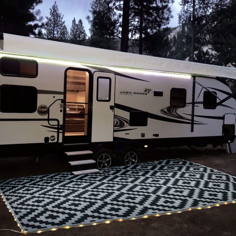 Rv Deck, Camping Mats, Rv Patio, Rv Interior Design, Travel Trailer Decor, Camping Rug, Trailer Decor, Plastic Rug, Travel Trailer Camping