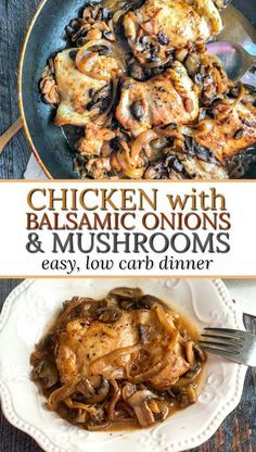 Mushrooms Sauteed, Low Carb Dinner Easy, Low Carb Dinner Chicken, Balsamic Onions, Sommer Mad, Sweet Onions, Low Carb Meal, Low Carb Chicken Recipes, Healthy Chicken Dinner