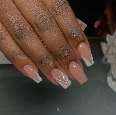 Short Boujie Nails, Natural Nail Designs Short Square, Short Acrylic Nails Coffin Winter, Medium Ballerina Acrylic Nails, Ballerina Short Nails, Short Ballerina Nails, Nails On Brown Skin, Ballerina Nails Short, November Nail