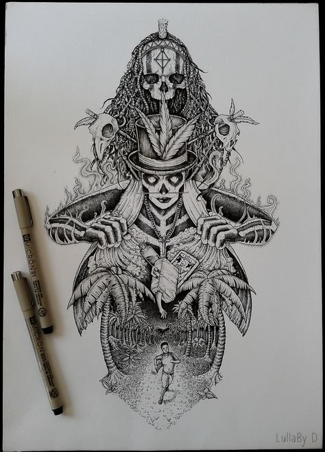 Voodoo People on Behance Voodoo Doll Tattoo, Voodoo Tattoo, Dragon Priest, Voodoo Art, Doctor Tattoo, Tattoo Ink Sets, Doll Tattoo, Tattoo Outline Drawing, Tattoo Stencil Outline