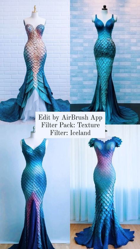 Mermaid Theme Dresses, Mermaid Dress Inspiration, Mermaid Tale Dress, Mermaid Theme Dress Women, Fish Dress Fashion Style, Fantasy Mermaid Dress, Fish Inspired Dress, Fish Costume Women, Mermaid Themed Dress