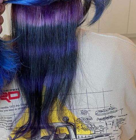 💙🕷👾🌀🗝🪁♟🦋🦝 balayage touch up, slight tonal change on the blue, purple raccoon halo, blue tinsel, & a good curtain bang shag combo. thanks madi! 🖤 ⛓🧷 𝐃𝐌 𝐓𝐎 𝐁𝐎𝐎𝐊 🦇𝔐™ 🤍 ✮ ✮ ✮ ✮ ✮ #bluehair #halifaxhair #halifaxqueer #halifaxhairstylist #hairgoals #hairstyles #haircolor #hairtransformation #hairfashion #alternativehair #babylisspro #curtainbangs #shag #mullet #bangs #colorobsessed #pulpriot Purple Racoon Tail Hair, Purple Raccoon Tail Hair, Mullet Bangs, Purple Raccoon, Raccoon Tail Hair, Shag Mullet, Raccoon Tail, Tail Hair, Cool Curtains