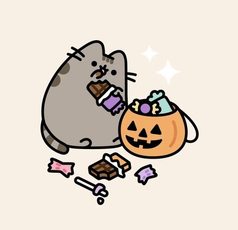 Halloween Cat Background, Pusheen Cat Halloween, Pusheen Pumpkin, Cute Halloween Icons, Halloween Pusheen, Pusheen Halloween, Cute Halloween Pictures, Pusheen Collection, Cute Halloween Drawings