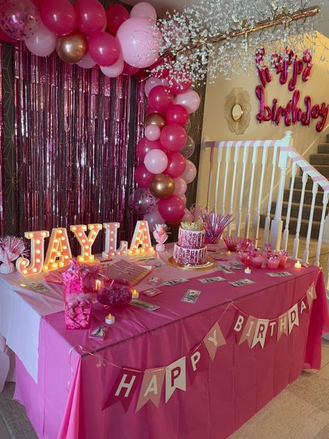 10 Shades Of Pink Party, Pink Party Set Up, 12 Shades Of Pink Party, 13 Shades Of Pink Party Ideas, Pretty In Pink Birthday Party Ideas, Pink Bday Decorations, 13 Shades Of Pink Party, Shades Of Pink Birthday Party, Airbnb Birthday Party Ideas