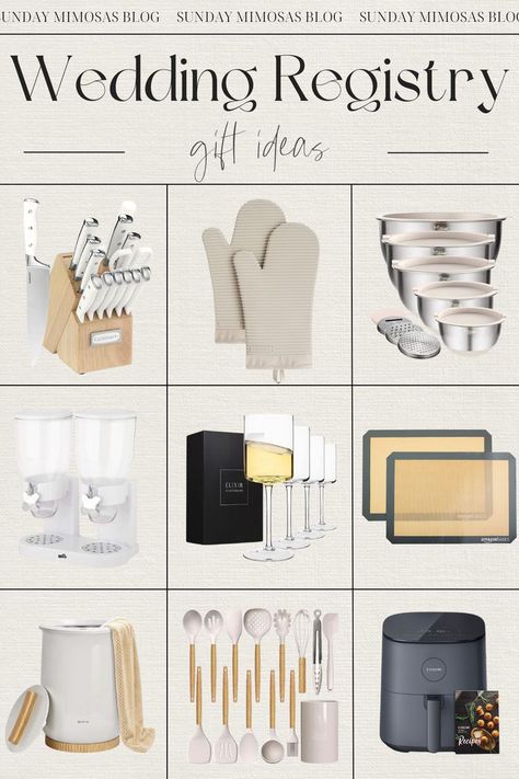 Need help coming up with practical & unique gifts to add to your wedding registry!? We've got you covered! Here are our top wedding registry ideas when you already live together! From luxurious wine glasses and a new air fryer to a towel warmer and cereal dispenser, these are all the items that will instantly elevate your home! Sharing more wedding registry must haves from Amazon, Target and Crate and Barrel in this post! Home Registry Ideas, Wedding Registry Ideas Amazon, Target Wedding Registry Ideas, Amazon Wedding Registry Ideas, Bridal Shower Registry Ideas, Wedding Registry Must Haves, Target Wedding Registry, Bridal Shower Registry, Wedding Registry Ideas