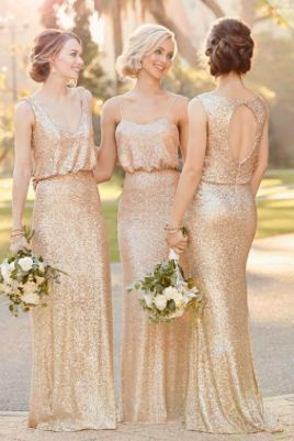 Another striking addition to the Sorella Vita Modern Metallic collection, this matte-sequin bridesmaid dress will take the glamour of your wedding day to another level! In a flattering sheath silhouette, this bridesmaid gown features a romantic blouson top, accented perfectly with a deep V-neckline, adding a subtle sexiness. The back of this bridesmaid dress features a deep V, coordinating perfectly with the front of the gown. Champagne Sequin Dress, Gold Sequin Bridesmaid Dress, Sequin Bridesmaid, Gold Wedding Dress, Gold Bridesmaid Dresses, Sequin Bridesmaid Dresses, Gold Bridesmaids, Sequin Wedding, Bridesmaid Dress Styles