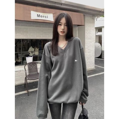 Just found this amazing item on AliExpress. Check it out! $28.00  20％ Off | HOUZHOU Korean Hippie Chic Gray Sweatshirts Women Y2K Japanese Style Oversize Beige Hoodies Female Kpop Loose Long Sleeve Tops Beige Hoodies, Gray Sweatshirt Outfit, Gray Hoodie Outfit, Korean Fits, Style Oversize, Outfit Korean, Women Y2k, Loose Long Sleeve, Grey Outfit