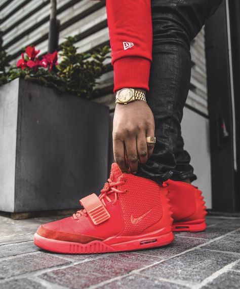 Red October Yeezy 2’s Air Yeezy Red October, Yeezy 2, Air Yeezy, October Outfits, Red October, Hypebeast Streetwear, Streetwear Clothing Brand, Streetwear Male, Vintage Sneakers