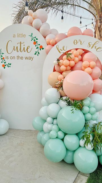 Minimalistic Gender Reveal Ideas, Gender Reveal Ideas Not Pink Or Blue, Gender Reveal Non Traditional Colors, Gender Reveal Decorations Pastel Colors, Cutie On The Way Gender Reveal, Gender Reveal Ideas Colors, Gender Reveal Different Colors, Cutie Gender Reveal Cake, Different Color Gender Reveal Ideas