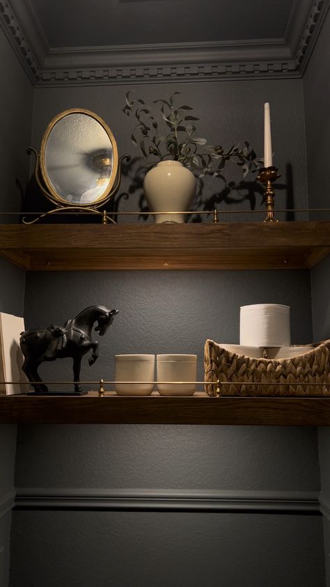 Shop Brass shelf rail (tipping … and other curated products on LTK, the easiest way to shop everything from your favorite creators. Moulding Bathroom, Brass Shelf Rail, Shelf Rail, Small Downstairs Toilet, Brass Shelf, Bathroom Details, Bathroom Shelf Decor, Powder Room Decor, Primary Bathroom