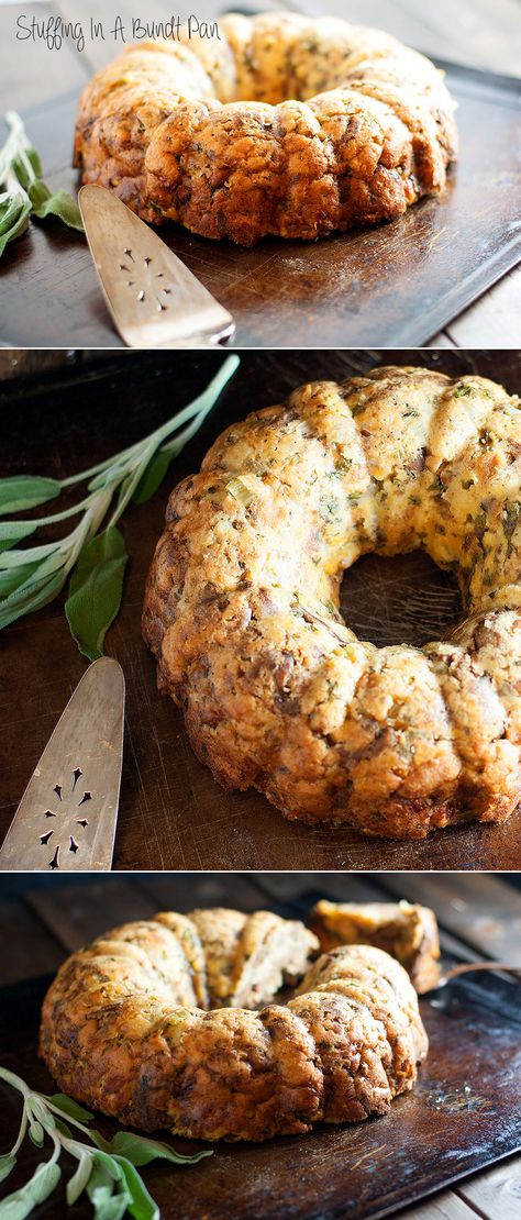 Stuffing In A Bundt Pan.  A perfect #Thanksgiving show stopper on your dining table! Stuffing In A Bundt Pan, Bundt Pan Stuffing, Holiday Eating, Perfect Thanksgiving, Stuffing Recipes, Thanksgiving Feast, Bundt Pan, Thanksgiving Menu, Holiday Cooking