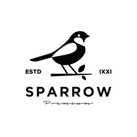 Sparrow Logo, Premium Logo Design, Typo Logo Design, New Year Wishes Images, Logo Personal, Logo Generator, Bird Logo Design, Logo Design Set, Sparrow Bird