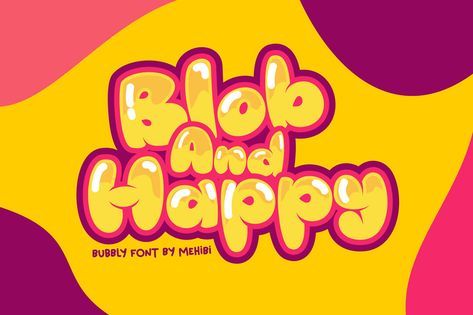 Blob And Happy Font | dafont.com Bubble Fonts Alphabet Graffiti, Bubble Cartoon, Bubble Letter Fonts, Font Bubble, Happy Font, Cartoon Font, Create Text, Text Logo Design, Aesthetic Fonts