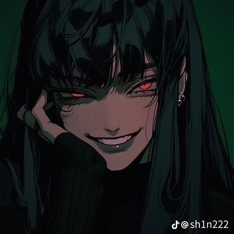 Cool Funny Pfp, Girl Eyes Drawing, Smile Drawing, Funny Pfp, Creepy Smile, Evil Girl, Anime Woman, Female Villains, Pfp Profile