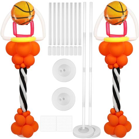 PRICES MAY VARY. 86pcs basketball balloon stand kit: You will get 2pcs of 18inch basketball balloons, 48pcs of orange balloons in 3 sizes (12inch x 16, 10inch x 16, 5inch x 16), 8pcs of white long balloons, 4pcs of black long balloons, 2pcs of yellow long balloons, 2pcs red long balloons, 18pcs of assembly tools, and 2 sheets of adhesive dots. Premium material: Our basketball sports party balloons are made of high-quality latex material that is durable and sturdy, providing stability and support Sports Theme Birthday Decor, Mickey Mouse Basketball Party, First Birthday Boy Sports Theme, Sports Theme Decorations, Basketball 1st Birthday Party, Basketball First Birthday Party, Basketball Balloons, Basketball Theme Birthday Party, Sports Party Decor