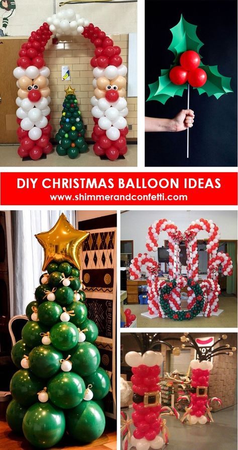 Nothing says merriment and celebration like balloons. Christmas balloons are an easy way to glam up your party or home for the season. #christmas #balloons Christmas Balloon Ideas, Christmas Decorations Party, Balloon Decoration Ideas, Christmas Party Ideas For Teens, Diy Christmas Ball, Christmas Balloon Decorations, Holiday Balloons, Deco Ballon, Adult Christmas Party