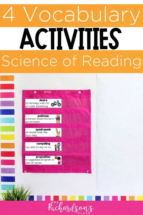 Teaching Vocabulary Activities, Teaching Vocabulary Strategies, Vocabulary Activities Elementary, Vocabulary Stations, Vocabulary Development Activities, Vocabulary Centers, Kindergarten Vocabulary, Learning Words, Word Study Activities