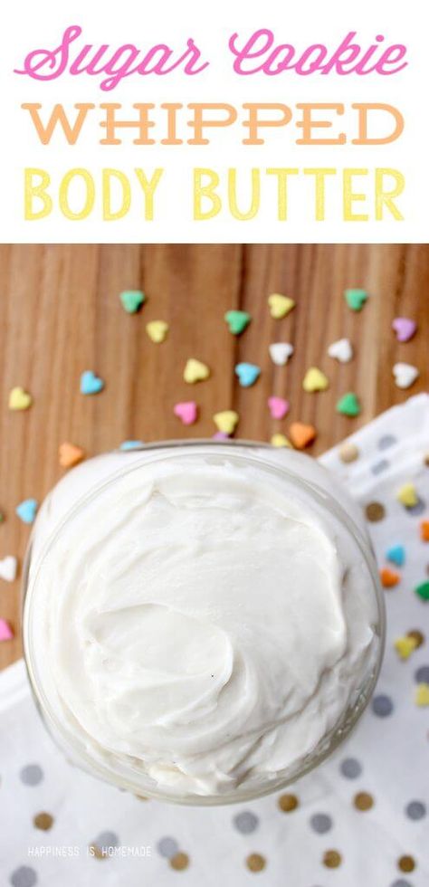 Sugar Cookie Body Butter Lotion Tutorial Body Butter Scents, Diy Lotions, Homemade Lotions, Homemade Gift Idea, Peppermint Soap, Homemade Body Butter, Diy Body Butter, Body Butters Recipe, Homemade Scrub