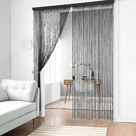 Taiyuhomes Spaghetti Beaded String Curtains Dense Door Curtains Multi-Function Room Divider Fly Insects Screen for Do... Room Divider Blinds, Curtains For Door, Beaded Curtains Doorway, Beaded Door, Glitter Curtains, Beaded Door Curtains, Curtain Partition, Wedding Coffee, Door Dividers