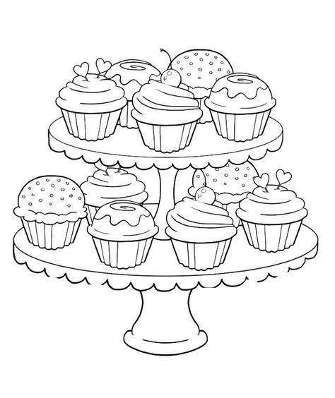 50 Printable Adult Coloring Pages That Will Make You Feel Like a Kid Again Wedding Coloring Pages, Cupcake Coloring Pages, A Coloring Page, Food Coloring Pages, Adult Colouring Pages, 흑백 그림, Printable Adult Coloring Pages, Cute Coloring Pages, Free Printable Coloring