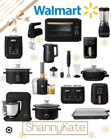 Black Gold Kitchen Appliances, Black Gold Kitchen Decor, Black Kitchen Accents, Black Kitchen Appliances Decor, Beautiful By Drew Barrymore Kitchen, Black And Silver Kitchen Decor, Matte Black Kitchen Appliances, Black And Gold Kitchen Decor, Matte Black Kitchen Accessories