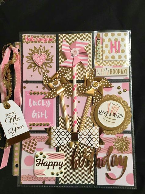 Pink/Gold theme pocket letter Pocket Letter Ideas, Pocket Letters Tutorials, Pocket Letter Pals, Letter Ideas, Pocket Pal, Fun Mail, Pocket Letter, Birthday Tags, Pocket Scrapbooking