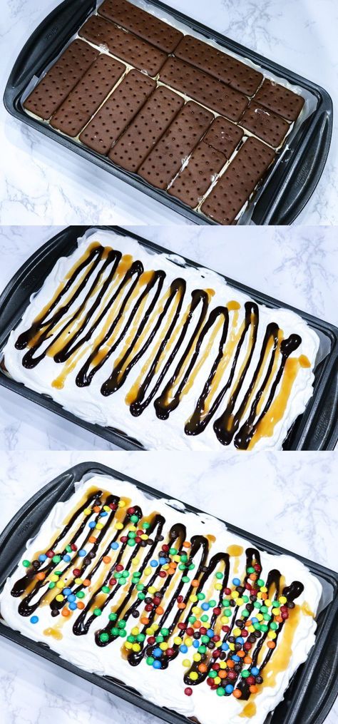 Ice Cream Sandwich Cake | The EASIEST Ice Cream Cake Recipe Ever! Ice Cream Sandwich Cake Recipe, Kids Dinners, Ice Cream Sandwich Dessert, Sandwich Dessert, Easy Ice Cream Sandwiches, Cream Sandwich Cake, Homemade Ice Cream Sandwiches, August Birthdays, Easy Ice Cream Cake